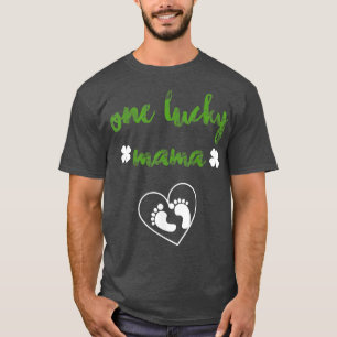 One Lucky Mama Baby Designs For Pregnancy Gift  T-Shirt