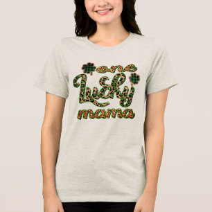 One Lucky Mama Leopard Print St Patricks Day Tri-Blend Shirt