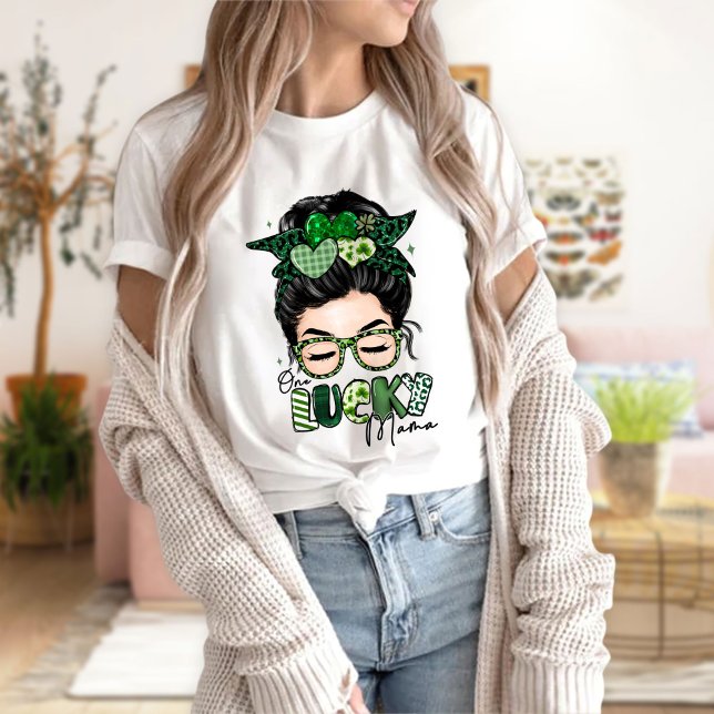 One Lucky Mama St Patrick's Day T-shirt, Messy Mum T-Shirt (Creator Uploaded)