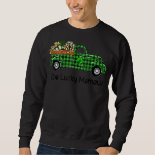 One Lucky Memaw Truck Green Plaid Shamrocks St Pat Sweatshirt