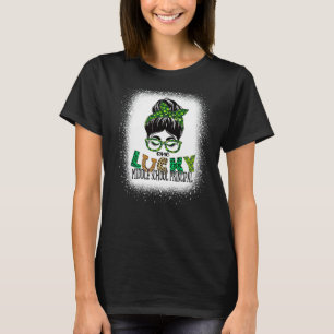 One Lucky Middle School Principal Bleached St Patr T-Shirt