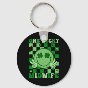 One Lucky Midwife Groovy Smile St Patricks Day Mid Key Ring