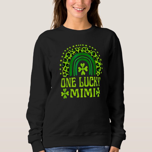 One Lucky mimi Family St Patrick's Day Rainbow Leo Sweatshirt (Front)