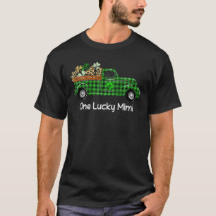 One Lucky Mimi Green Plaid Truck Shamrocks St Patr T-Shirt