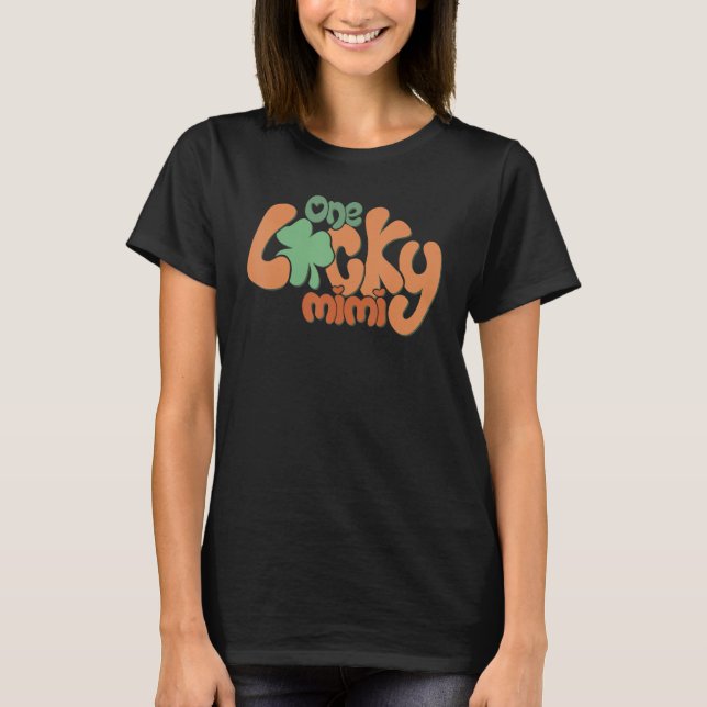 One Lucky Mimi Groovy Happy Patrick's Day Party Ki T-Shirt (Front)