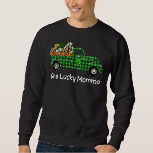 One Lucky Momma Green Plaid Truck Shamrocks St Pat Sweatshirt