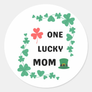 One lucky mum irish classic round sticker