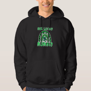 One Lucky Mummy Good Luck Green Rainbow Shamrock L Hoodie