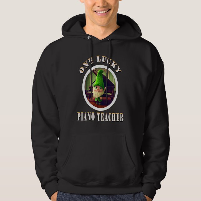 One Lucky Music Piano Teacher Gnome St Patrick's D Hoodie (Front)