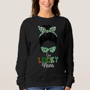 One Lucky Nana Messy Bun St Patricku2019s Day Appr Sweatshirt