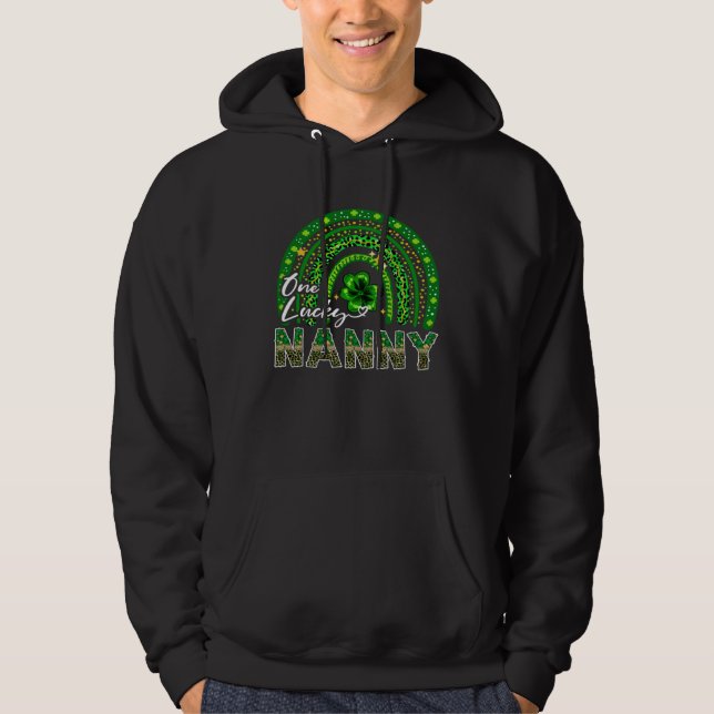 One Lucky Nanny  Shamrock Rainbow St Patrick s Day Hoodie (Front)