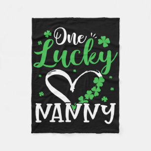One Lucky Nanny St Patricks Day Irish Green Shamro Fleece Blanket