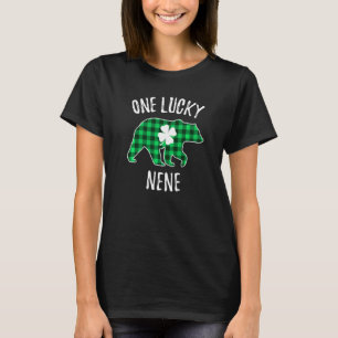 One Lucky Nene St Patrick's Day Plaid Bear Shamroc T-Shirt
