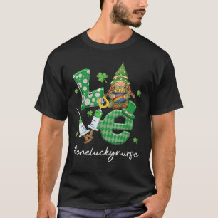 One Lucky Nurse Gnome Stethoscope Scrub St Patrick T-Shirt