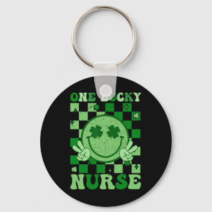 One Lucky Nurse Groovy Smile St Patricks Day Nurse Key Ring