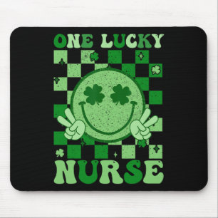 One Lucky Nurse Groovy Smile St Patricks Day Nurse Mouse Pad