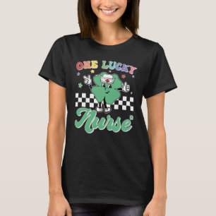 One Lucky Nurse ICU RN Retro Groovy Patrick's Day  T-Shirt