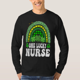 One Lucky Nurse Leopard Plaid Rainbow St Patrick's T-Shirt
