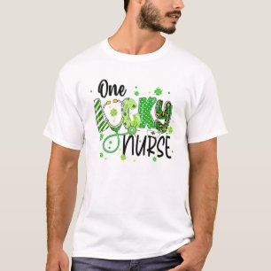 One Lucky Nurse Life Leopard Shamrocks Irish St Pa T-Shirt