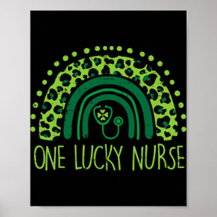 One Lucky Nurse Scrub Rn Icu Er St Patricks Day Nu Poster