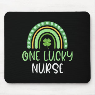 One Lucky Nurse St Patricks Day Funny Rainbow Mouse Pad