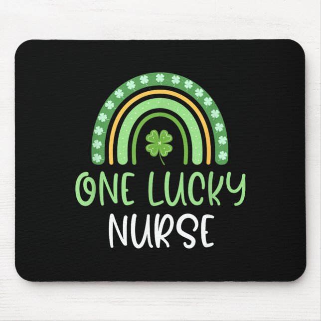 One Lucky Nurse St Patricks Day Funny Rainbow Mouse Pad (Front)