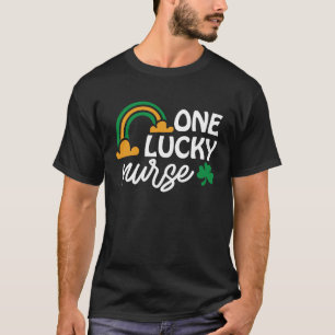 One Lucky Nurse  St Patrick's Day Pot of Gold Rain T-Shirt