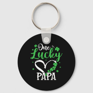 One Lucky Papa St Patricks Day Irish Green Shamroc Key Ring