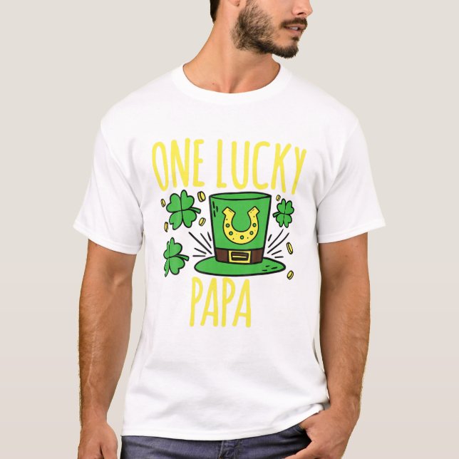 One Lucky Papa St. Patrick's Day Lucky Papa T-Shirt (Front)