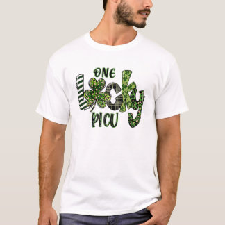One Lucky PICU Leopard Plaid St Patrick’S Day 2022 T-Shirt