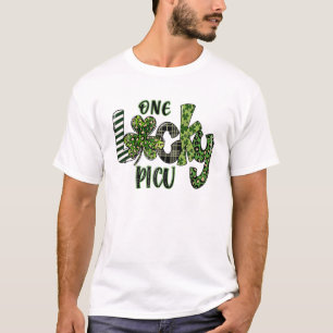 One Lucky PICU Leopard Plaid St Patrick’S Day 2022 T-Shirt