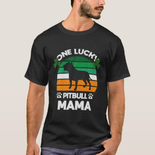 One Lucky Pitbull Mama Funny Pitbulldog St Patrick T-Shirt
