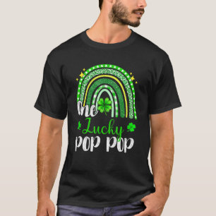 One Lucky Pop Pop Leopard Print Rainbow St Patrick T-Shirt