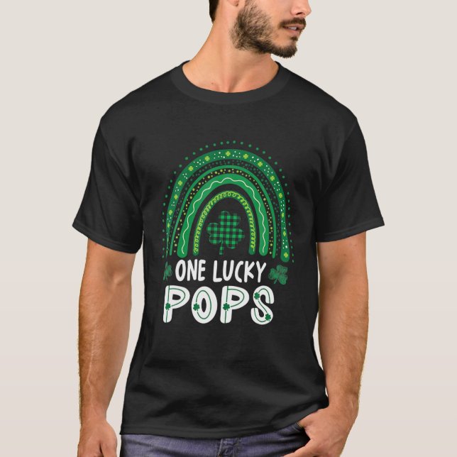 One Lucky Pops Shamrock Patrick's Day Rainbow Iris T-Shirt (Front)