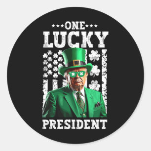 One Lucky President Funny Trump St. Patty’s Day Us Classic Round Sticker