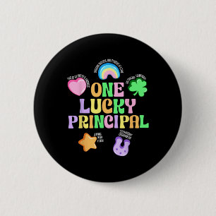 One Lucky Principal Rainbow Shamrock St Patricks D 6 Cm Round Badge