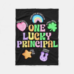 One Lucky Principal Rainbow Shamrock St Patricks D Fleece Blanket