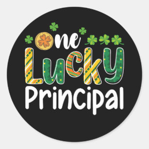 One Lucky Principal School St Patrick's Day Classic Round Sticker