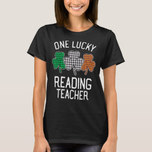 One Lucky Reading Teacher St Patrick's Day Irish F T-Shirt