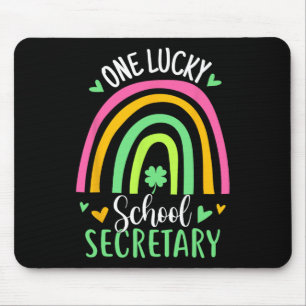 One Lucky School Secretary Rainbow Shamrock St Pat Mouse Pad