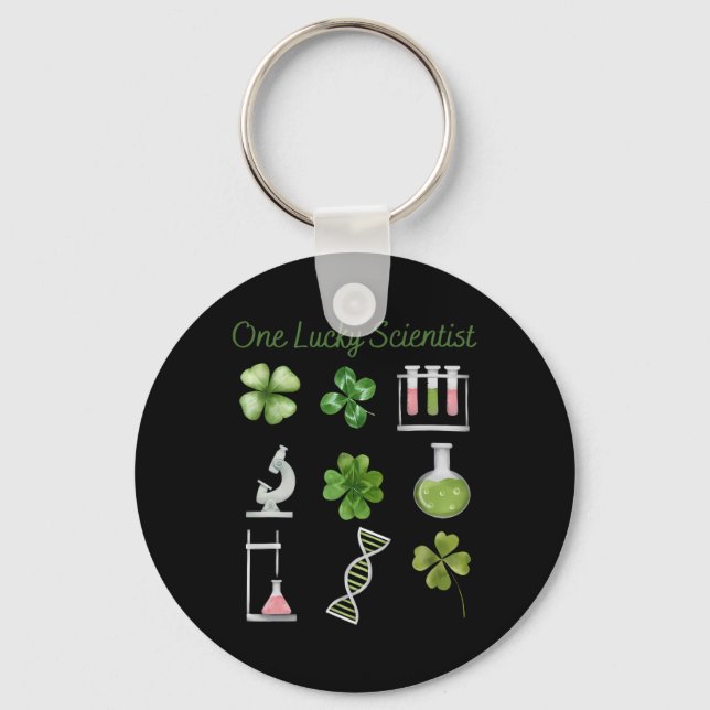 One Lucky Scientist St. Patrick's Day Shamrock Ste Key Ring (Front)
