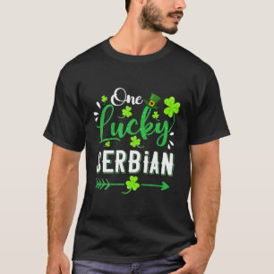 One Lucky Serbian Shamrock Leprechaun Hat St Patri T-Shirt