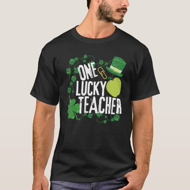 One Lucky Shamrock Teacher St Patrick's Day School T-Shirt (Front)