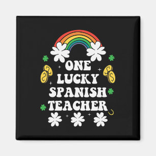 One Lucky Spanish Teacher Cute St Patricks Day Sha Magnet