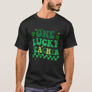 One Lucky Teacher Groovy Retro St Patrick's Day Bo T-Shirt