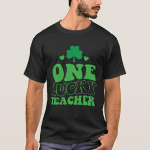 One Lucky Teacher Groovy Retro St Patrick's Day Sh T-Shirt