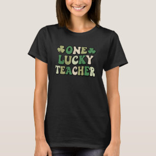 One Lucky Teacher Groovy Retro Teacher St Patrick  T-Shirt