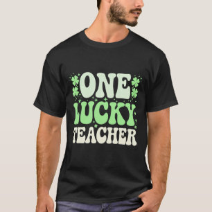 One Lucky Teacher Groovy Retro Teacher St Patricks T-Shirt