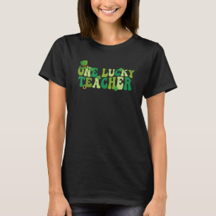 One Lucky Teacher Groovy Retro Vintage St Patricks T-Shirt