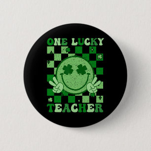 One Lucky Teacher Groovy Smile St Patricks Day Tea 6 Cm Round Badge